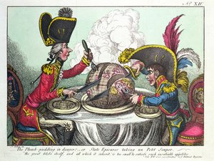 Plum Pudding in Danger, 1805 (barevná rytina) (viz také 152999)